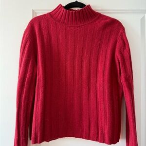 Women's Red Ribbed Sweater